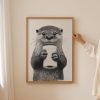 Tranh treo tường Otter Lover Poster– Trendy Otter with Toilet Paper Wall Art, Funky Aesthetic Bathroom decor