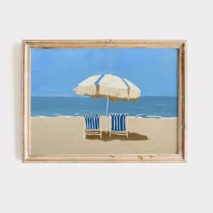 Tranh treo tường Parasol Beach Painting East Coast Coastal Art