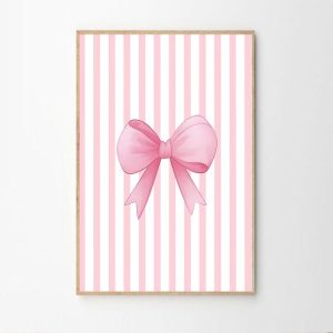 Tranh treo tường Pink Bow Art Poster, Trendy Wall Art, Apartment Aesthetic Decor