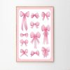 Tranh treo tường Pink Bows Art Poster, Trendy Wall Art, Apartment Aesthetic Decor