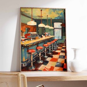 Tranh treo tường Retro American Diner Print, American Diner Poster, Food and Drink