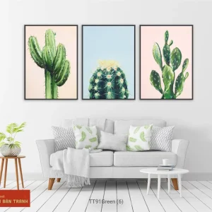 Bộ 3 tranh treo tường Các Loài Xương Rồng phong cách Hiện Đại phong cách Bắc Âu