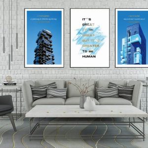 Tranh Bộ 3 Tòa Nhà Đô Thị Hiện Đại Và Châm Ngôn Thành Công - Tranh Văn Phòng Động Lực