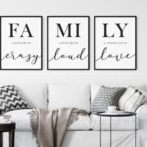Tranh Bộ 3 Định Nghĩa Gia Đình Family Độc Đáo - Tranh Chữ Hiện Đại Treo Tường Ngôi Nhà