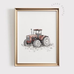 Tranh treo tường Vintage Red Tractor Art  Farmhouse Nursery Wall Decor  Rustic Farm Printable  Country