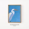 Tranh treo tường White Heron Printable Art - Graceful Egret in Minimalist Style, Nature-Inspired Bright Blue Sky Painting
