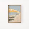Tranh treo tường Yellow Parasols Painting Beachy Coastal Wall Art