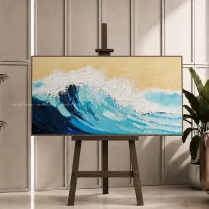 Tranh Sơn Dầu Treo Tường Cao Cấp, Sóng Biển Trừu Tượng