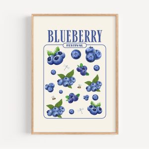 Tranh treo tường Blueberry Festival Art Print Botanical Kitchen Decor
