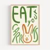 Tranh treo tường Bunny Kitchen Print Eat Your Carrots Whimsical Wall Art