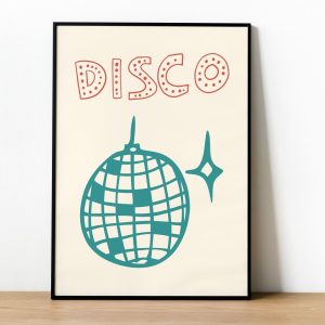 Tranh treo tường Disco Ball Poster Preppy Bar Cart Wall Art