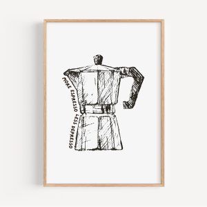 Tranh treo tường Espresso Moka Pot Print Funny Kitchen Coffee Bar Decor