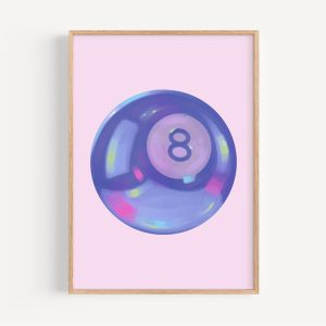 Tranh treo tường Magic 8 Ball Purple Poster Trendy Girl Apartment Decor