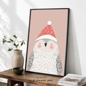 Tranh treo tường, Ông già Noel phong cách minh họa dễ thương, Santa Claus, Cute Santa, Christmas Wall Art, nhận in theo yêu cầu.