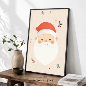 Tranh treo tường, Khuôn mặt ông già Noel, Santa Claus, Christmas Portrait, Holiday Wall Art, nhận in theo yêu cầu.