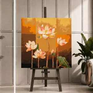 Tranh Sơn Dầu Treo Tường Cao Cấp, Tranh Trừu Tượng Hoa Sen