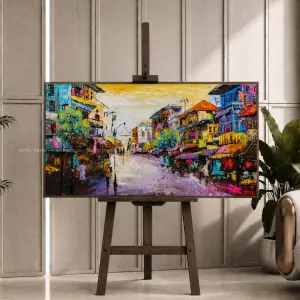 Tranh Sơn Dầu Treo Tường Cao Cấp, Phong Cảnh Phố Cổ Hà Nội
