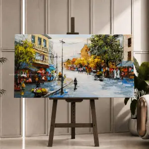 Tranh Sơn Dầu Treo Tường Cao Cấp, Phong Cảnh Phố Cổ