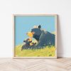 Tranh treo tường, Black Bear Cubs Nursery Art Print, Animal Illustration for Baby Room, Kids’ Wall Decor