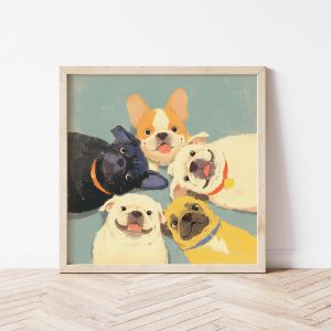 Tranh treo tường, Tranh treo phòng bé dễ thương, Bulldog Nursery Print  Minimalist Children's Illustration