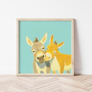 Tranh treo tường, Tranh treo phòng bé dễ thương, Donkey Nursery Print, Kids Bedroom Animal Illustration