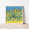 Tranh treo tường, Tranh treo phòng bé dễ thương, Hedgehog Wildflower Field Art Print, Nursery Illustration