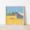 Tranh treo tường, Tranh treo phòng bé dễ thương, Hippo Family Nursery Print – Playful Animal Illustration
