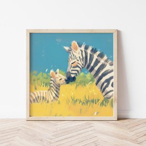 Tranh treo tường, Tranh treo phòng bé dễ thương, Digital Zebra Art Print, Printable Animal Nursery Art, Safari Wildlife Illustration