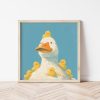 Tranh treo tường, Tranh treo phòng bé dễ thương, Digital Duckling Nursery Art Playful Duck Family Wall Decor