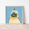 Tranh treo tường, Tranh treo phòng bé dễ thương, Penguin Family Illustration Nursery Print  Animal Wall Art for Baby Bedroom, Living Room