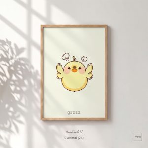 Tranh treo tường, Gà con vàng, tặng kèm đinh treo