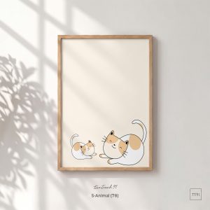 Tranh treo tường, Hai chú mèo, tặng kèm đinh treo