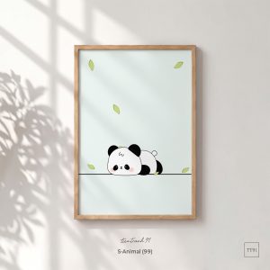Tranh treo tường, Gấu trúc trắng đen, tặng kèm đinh treo
