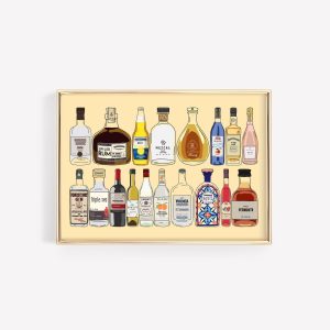 Tranh treo tường Vintage Liquor Bottles Art Print Retro Bar Cart Gallery Wall